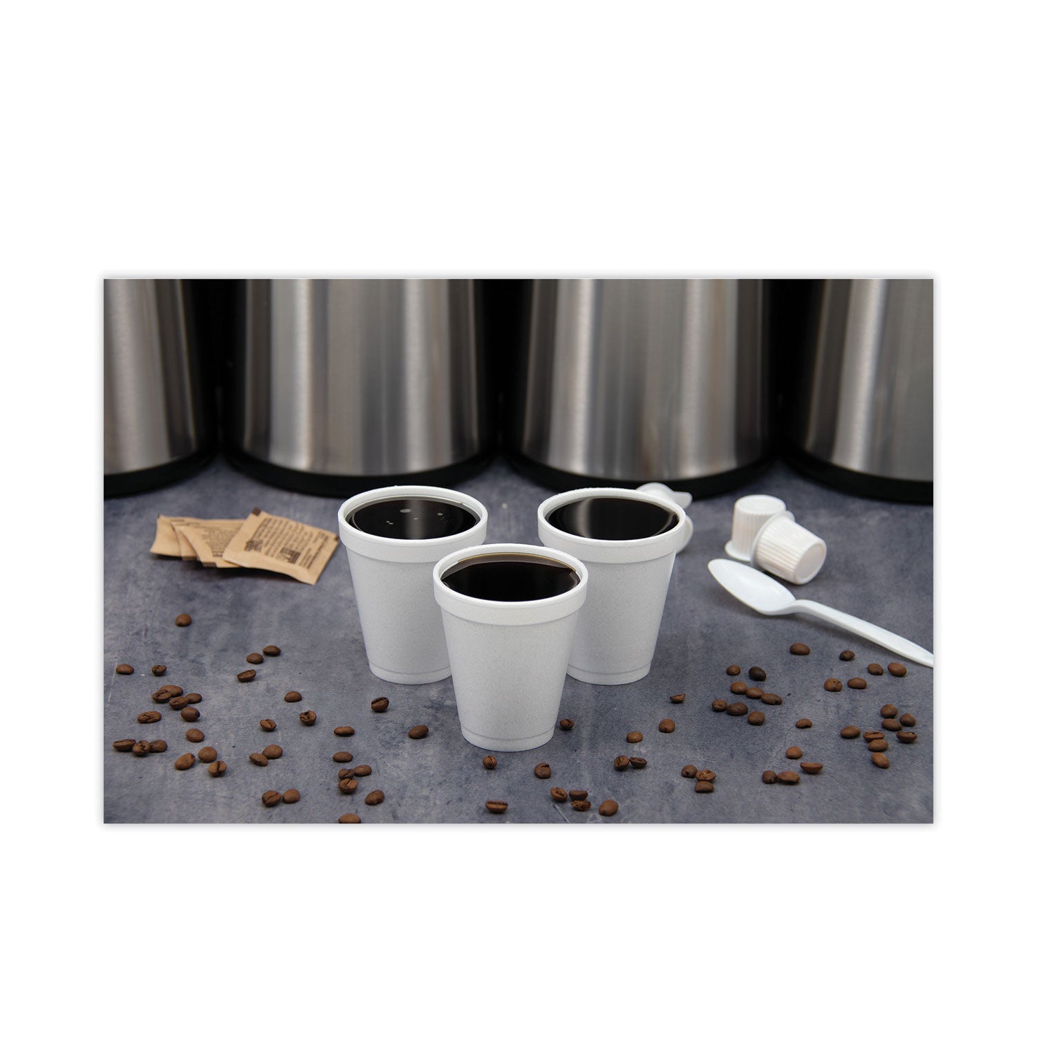 Foam Drink Cups, 6 oz, White, 25/Bag, 40 Bags/Carton - 