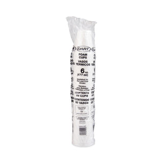Foam Drink Cups, 6 oz, White, 25/Bag, 40 Bags/Carton