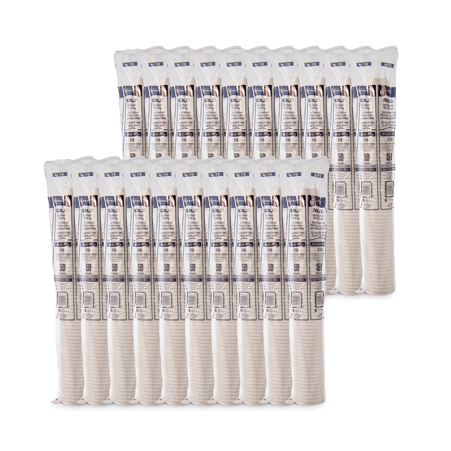 Single-Sided Poly Paper Hot Cups, 16 oz, White, 50 Sleeve, 20 Sleeves/Carton