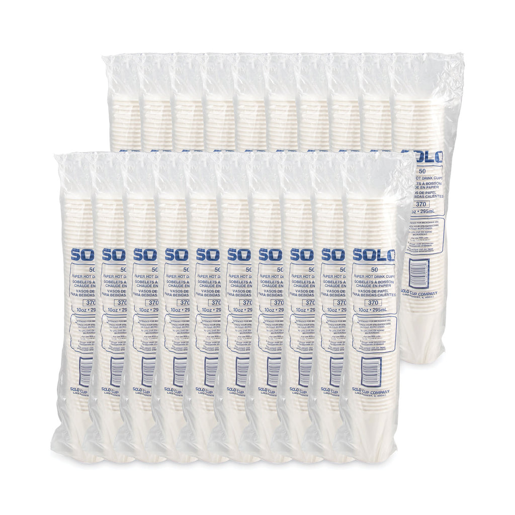 Single-Sided Poly Paper Hot Cups, 10 oz, White, 50 Sleeve, 20 Sleeves/Carton