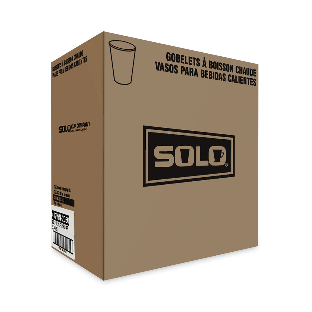 Single-Sided Poly Paper Hot Cups, 12 oz, White, 50/Bag, 20 Bags/Carton