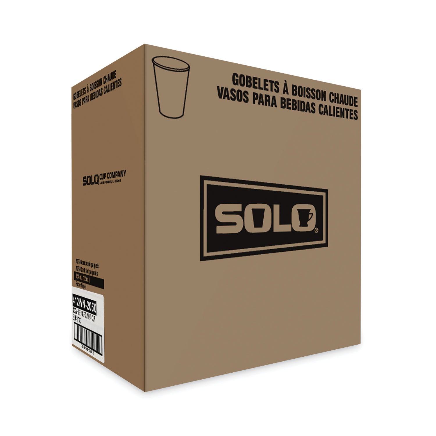 Single-Sided Poly Paper Hot Cups, 12 oz, White, 50/Bag, 20 Bags/Carton