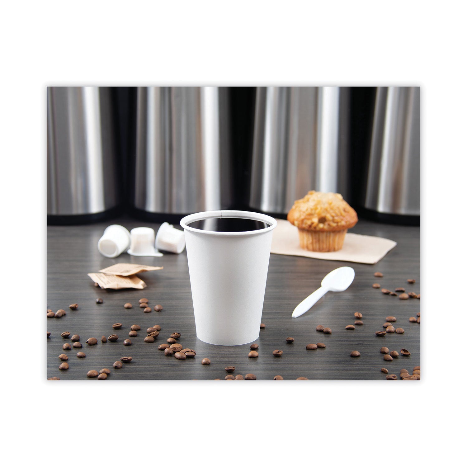 Single-Sided Poly Paper Hot Cups, 12 oz, White, 50/Bag, 20 Bags/Carton - 