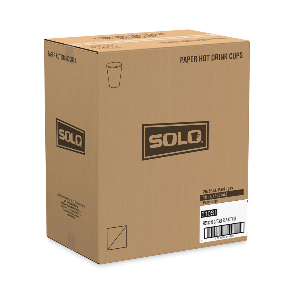 Paper Hot Drink Cups in Bistro Design, 10 oz, Maroon, 1,000/Carton