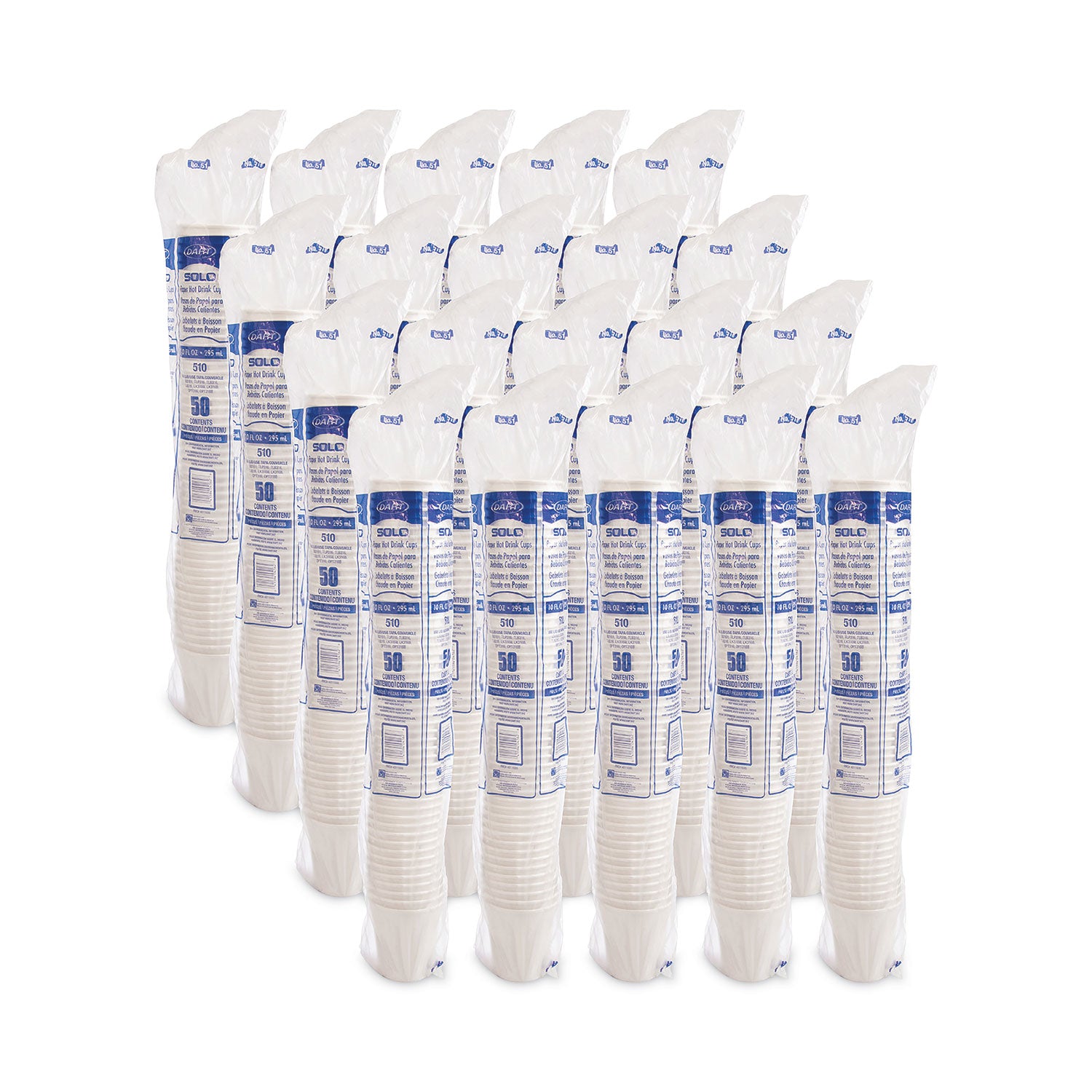 Single-Sided Poly Paper Hot Cups, 10 oz, White, 1,000/Carton