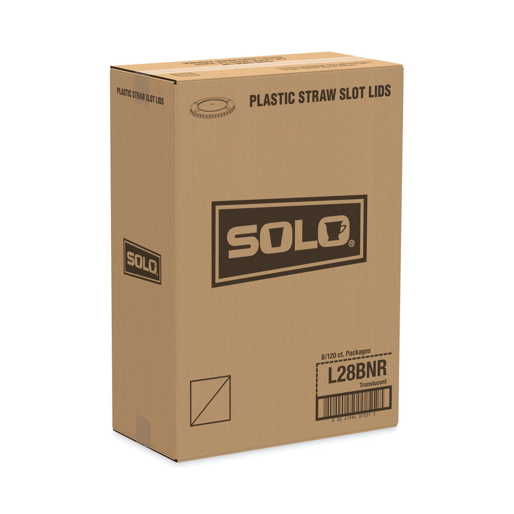 Polystyrene Plastic Flat Straw-Slot Cold Cup Lids, Fits 28 oz Cups, Translucent, 960/Carton