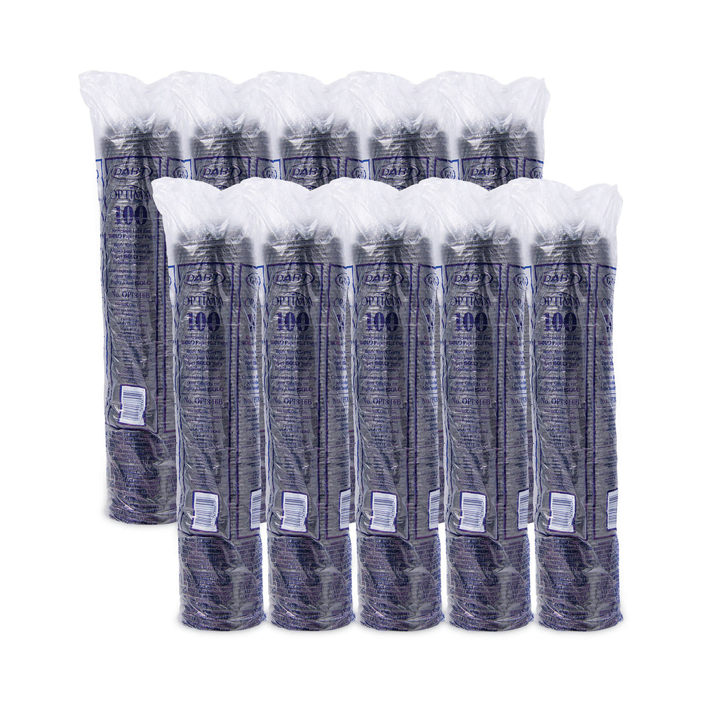 Optima Reclosable Lids for Hot Paper Cups, Fits 10 oz to 24 oz Cups, Black, 1,000/Carton