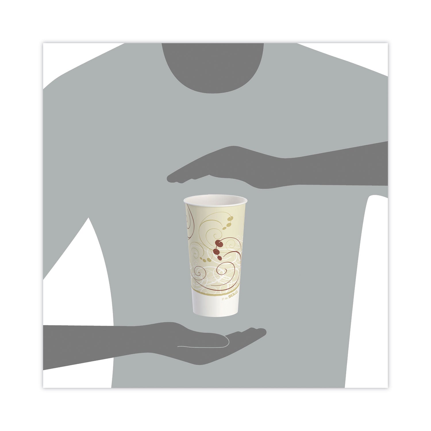 Double Sided Poly Paper Cold Cups, 21 oz, Symphony Design, Tan/Maroon/White, 50/Pack, 20 Packs/Carton