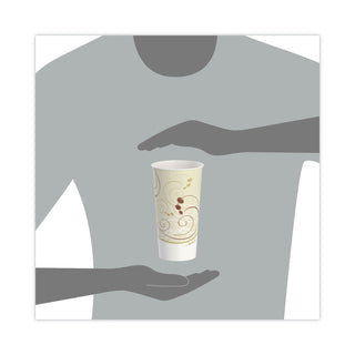 Double Sided Poly Paper Cold Cups, 21 oz, Symphony Design, Tan/Maroon/White, 50/Pack, 20 Packs/Carton