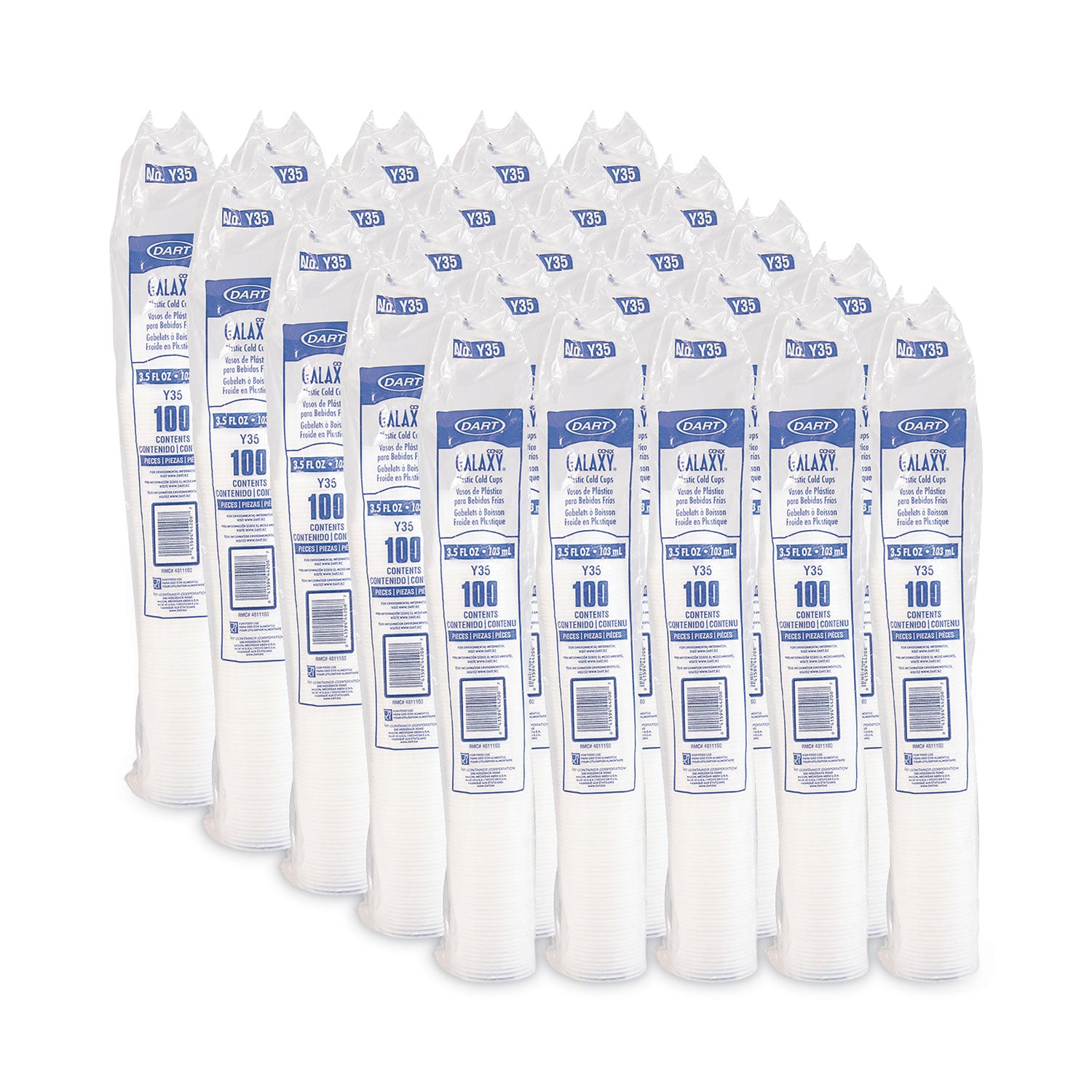 High-Impact Polystyrene Cold Cups, 3.5 oz, Translucent, 100/Pack