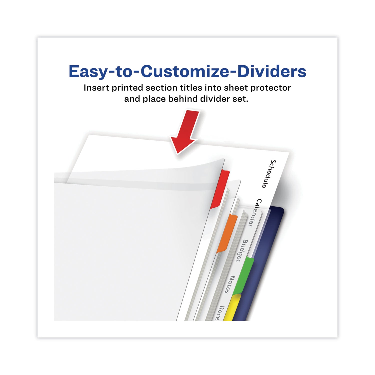 Clear Easy View Plastic Dividers with Multicolored Tabs and Sheet Protector, 8-Tab, 11 x 8.5, Clear, 1 Set - 