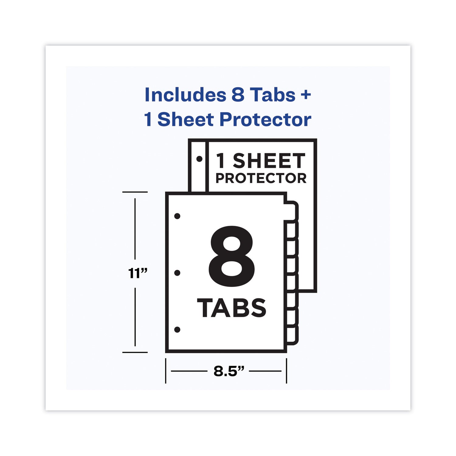 Clear Easy View Plastic Dividers with Multicolored Tabs and Sheet Protector, 8-Tab, 11 x 8.5, Clear, 1 Set - 