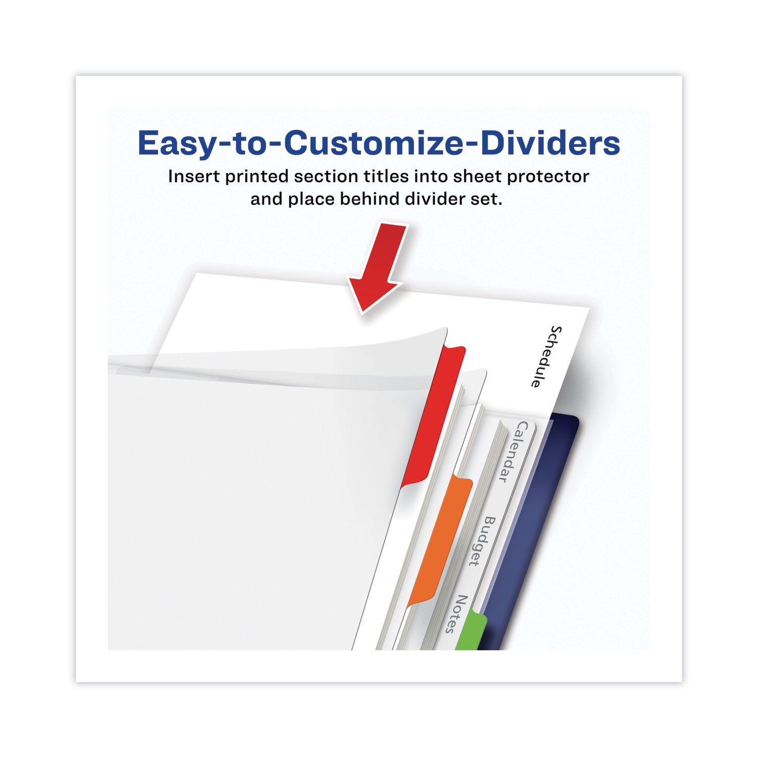 Clear Easy View Plastic Dividers with Multicolored Tabs and Sheet Protector, 5-Tab, 11 x 8.5, Clear, 1 Set - 