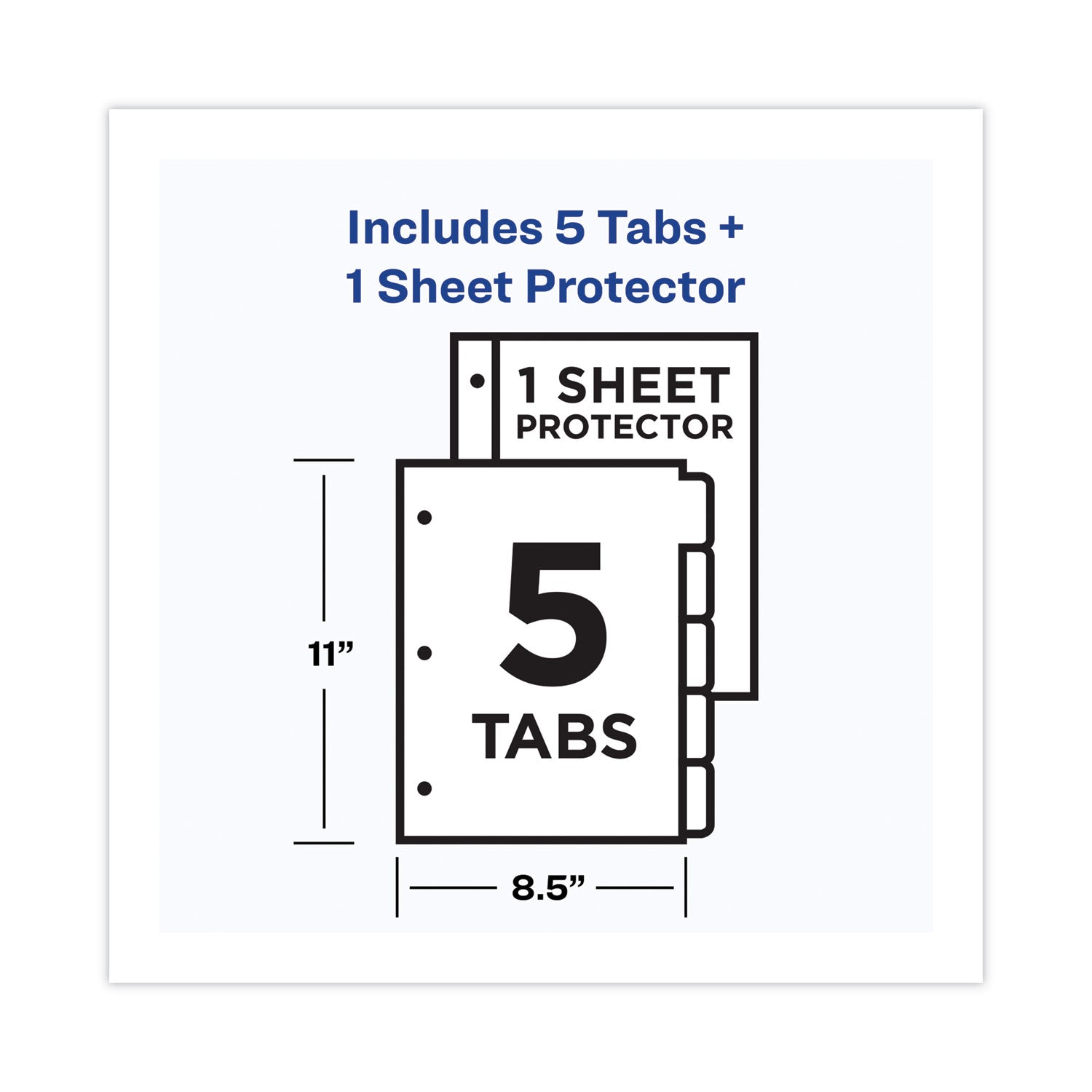 Clear Easy View Plastic Dividers with Multicolored Tabs and Sheet Protector, 5-Tab, 11 x 8.5, Clear, 1 Set - 