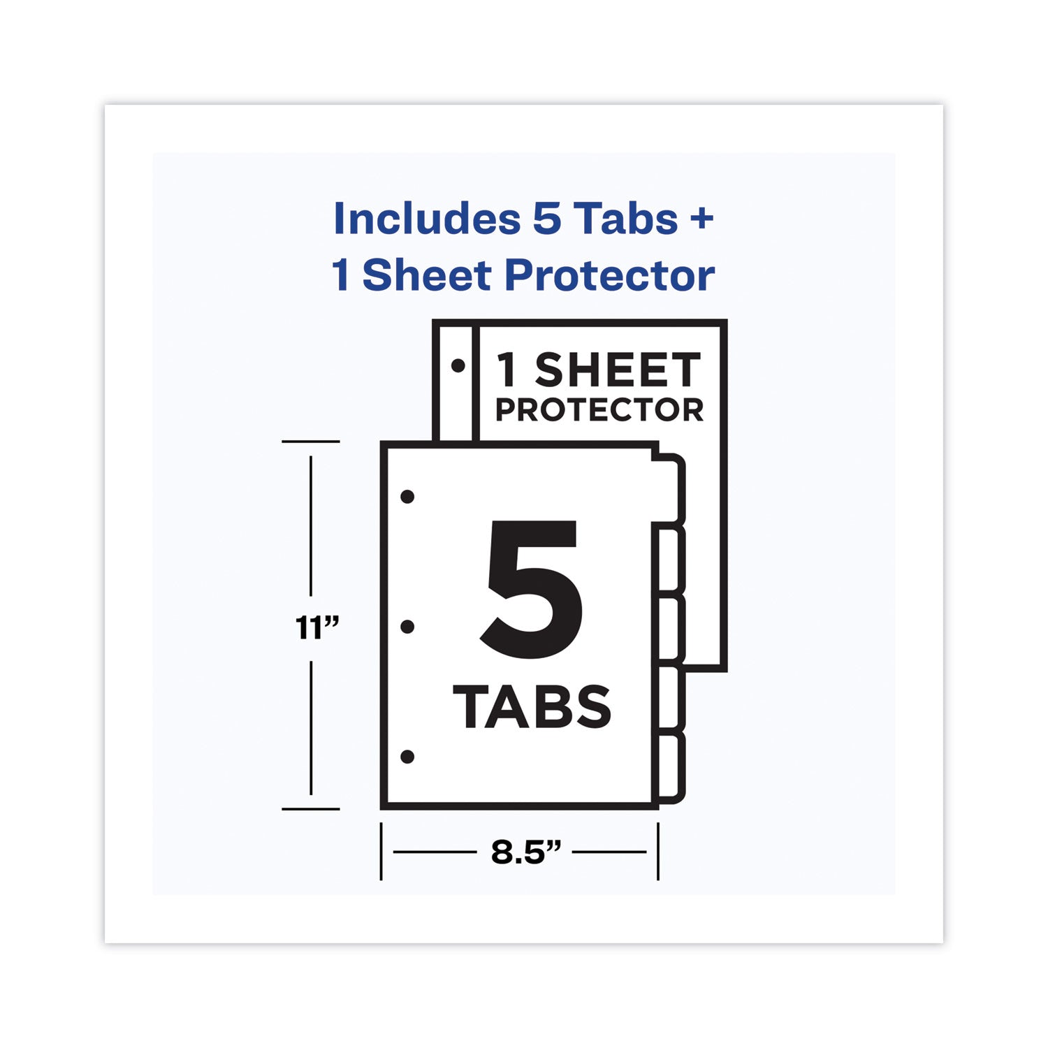 Clear Easy View Plastic Dividers with Multicolored Tabs and Sheet Protector, 5-Tab, 11 x 8.5, Clear, 1 Set