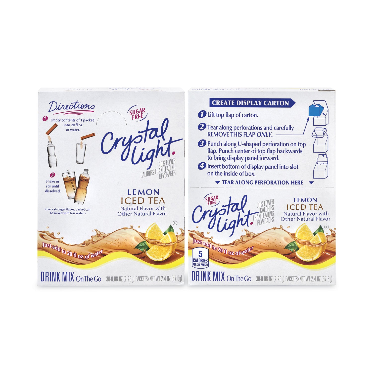 On-The-Go Sugar-Free Drink Mix, Iced Tea, 0.08 oz Single-Serving Tubes, 30/Box, 2 Boxes/Carton, Ships in 1-3 Business Days
