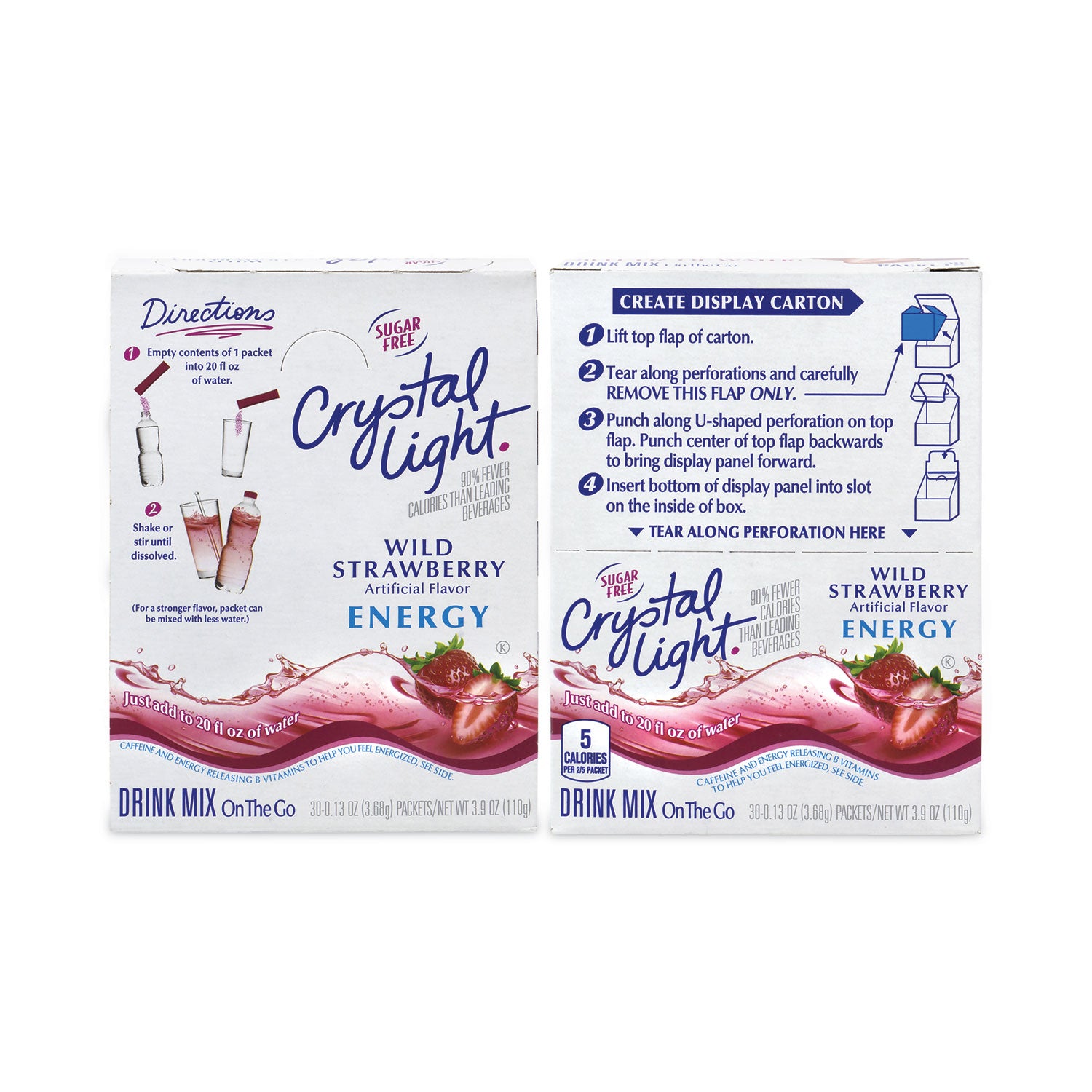On-The-Go Sugar-Free Drink Mix, Wild Strawberry Energy, 0.13oz Single-Serving, 30/Pk, 2 Pk/Carton, Ships in 1-3 Business Days