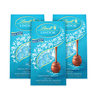 Lindor Truffles Milk Chocolate Sea Salt, 5.1 oz Bag, 3 Bags/Pack, Ships in 1-3 Business Days
