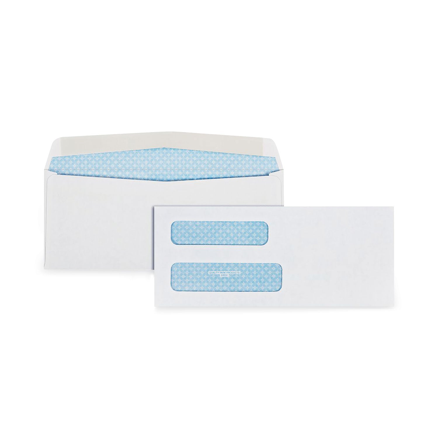 Double Window Security-Tinted Check Envelope, #8 5/8, Commercial Flap, Gummed Closure, 3.63 x 8.63, White, 1,000/Box - 