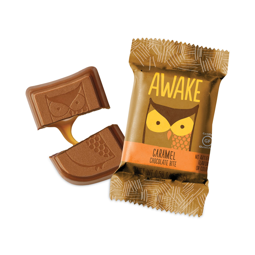 Caffeinated Caramel Chocolate Bites, 0.58 oz Bars, 50 Bars/Carton, Ships in 1-3 Business Days