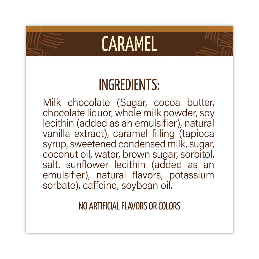 Caffeinated Caramel Chocolate Bites, 0.58 oz Bars, 50 Bars/Carton, Ships in 1-3 Business Days