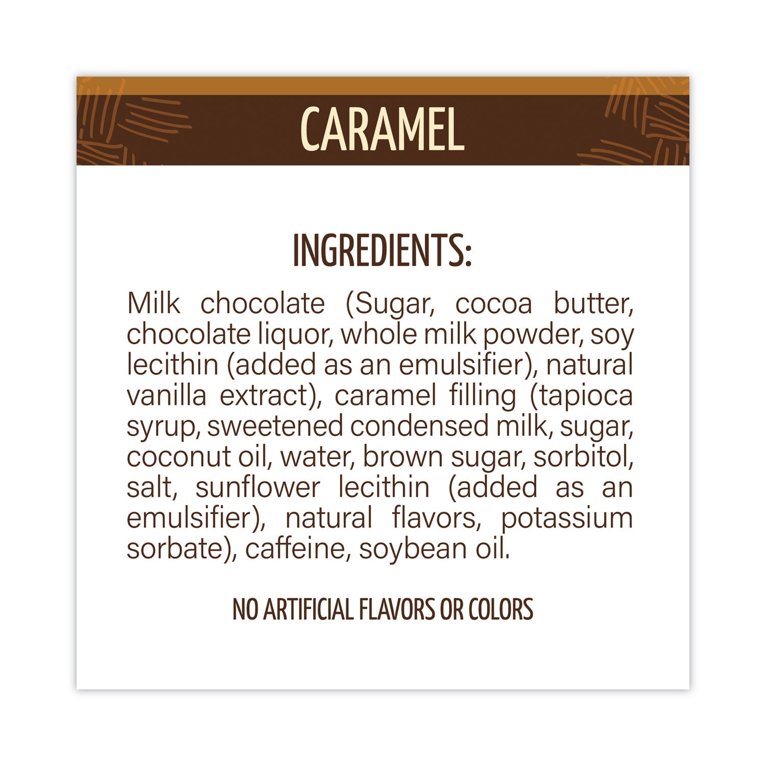 Caffeinated Caramel Chocolate Bites, 0.58 oz Bars, 50 Bars/Carton, Ships in 1-3 Business Days