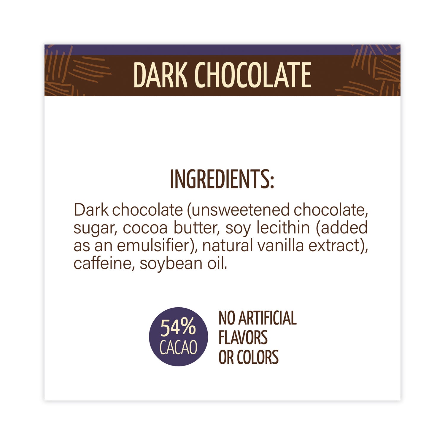 Caffeinated Dark Chocolate Bites, 0.47 oz Bars, 50 Bars/Carton, Ships in 1-3 Business Days