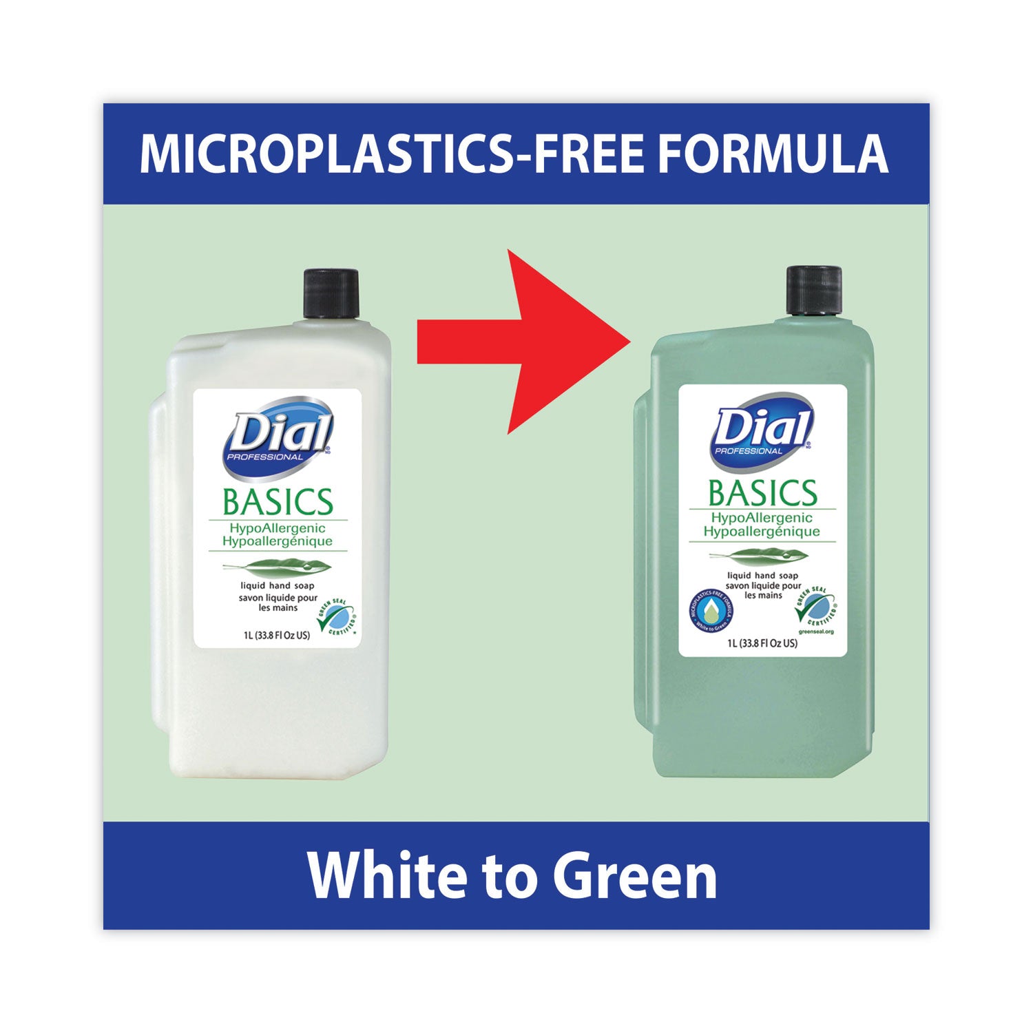 Basics MP Free Liquid Hand Soap, Unscented, 1 L Refill Bottle, 8/Carton