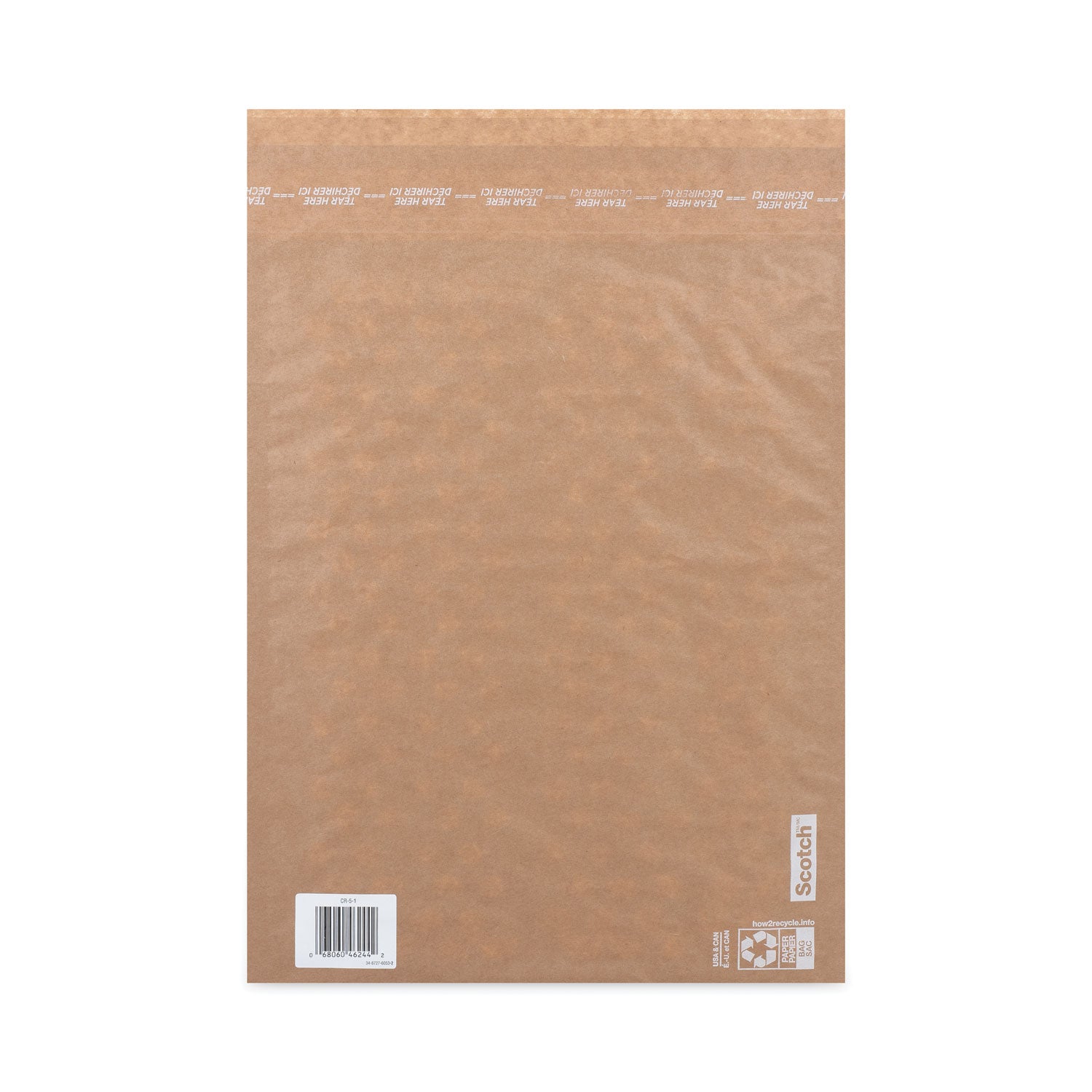 Curbside Recyclable Padded Mailer, #5, Bubble Cushion, Self-Adhesive Closure, 12 x 17.25, Natural Kraft, 100/Carton