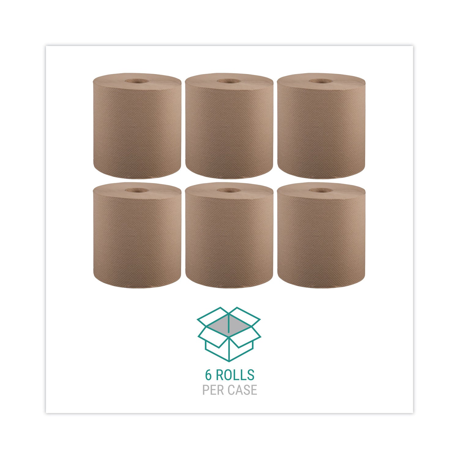 Hardwound Roll Towels, 1-Ply, 8" x 800 ft, Natural, 6 Rolls/Carton - 
