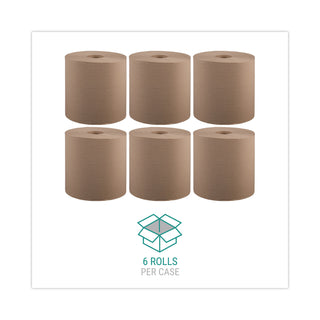 Hardwound Roll Towels, 1-Ply, 8" x 800 ft, Natural, 6 Rolls/Carton - 