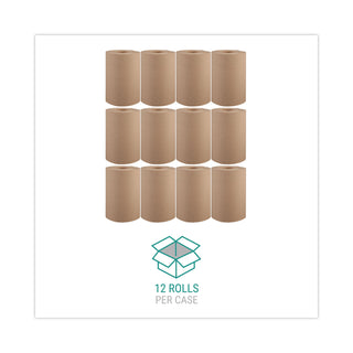 Hardwound Roll Towels, 1-Ply, 8" x 350 ft, Natural, 12 Rolls/Carton - 
