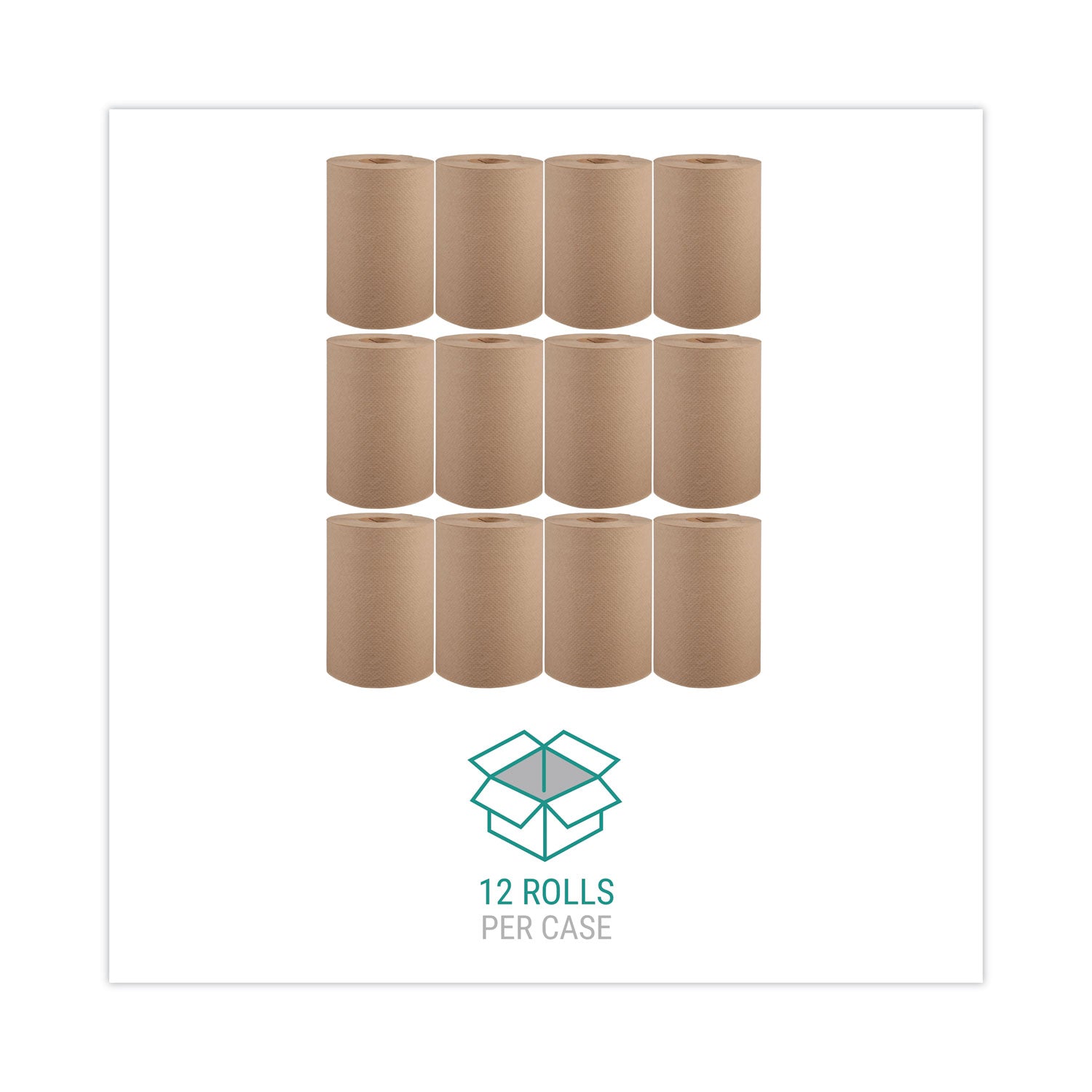 Hardwound Roll Towels, 1-Ply, 8" x 350 ft, Natural, 12 Rolls/Carton - 