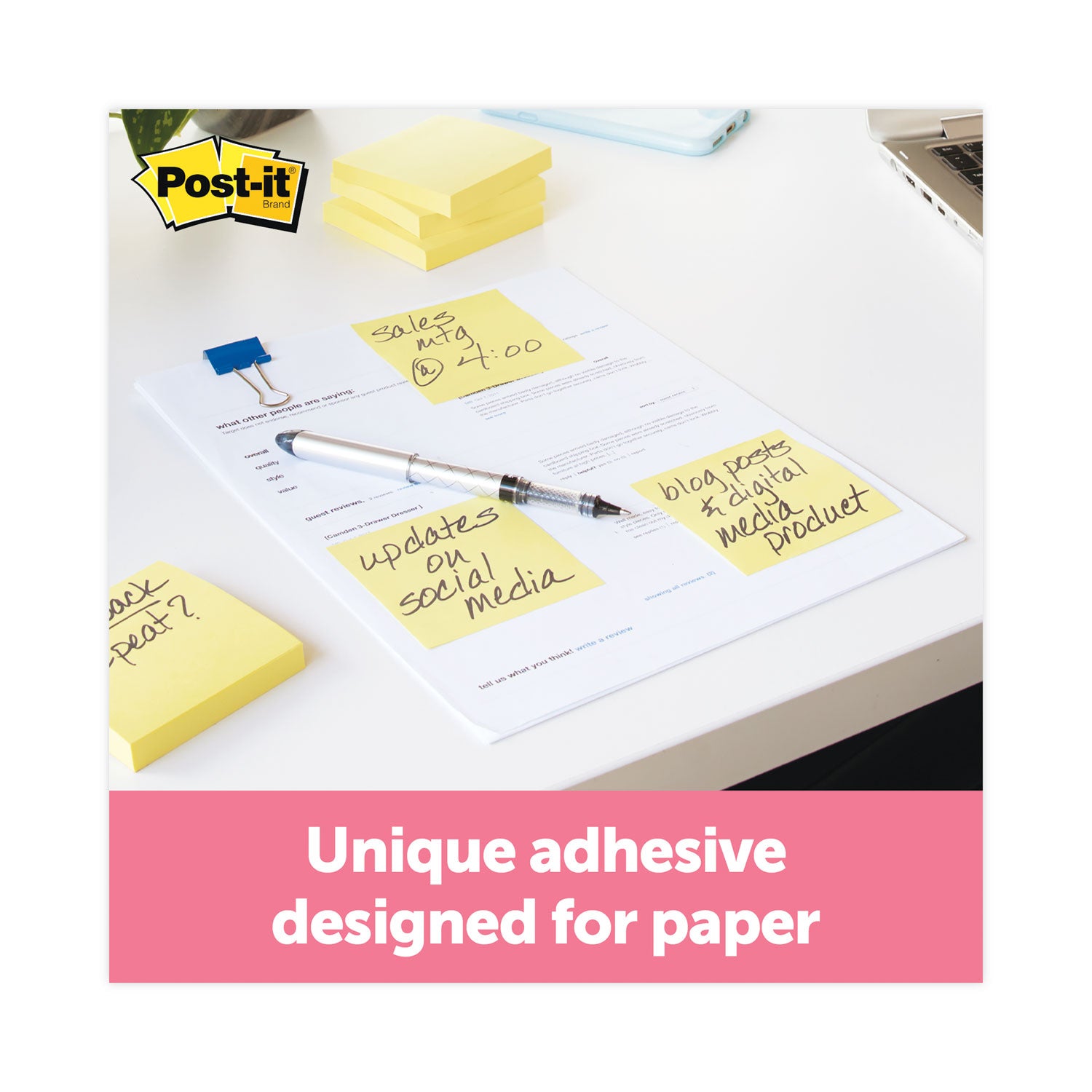 Original Pads in Canary Yellow, 3" x 3", 100 Sheets/Pad