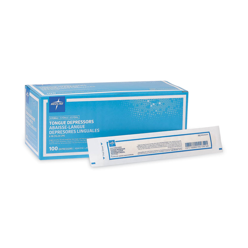 Sterile Tongue Depressors, Wood, 6" Long, 100/Box