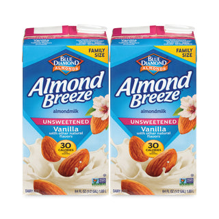 Almond Breeze Almond Milk, Unsweetened Vanilla, 64 oz Carton, 2/Pack, Ships in 1-3 Business Days