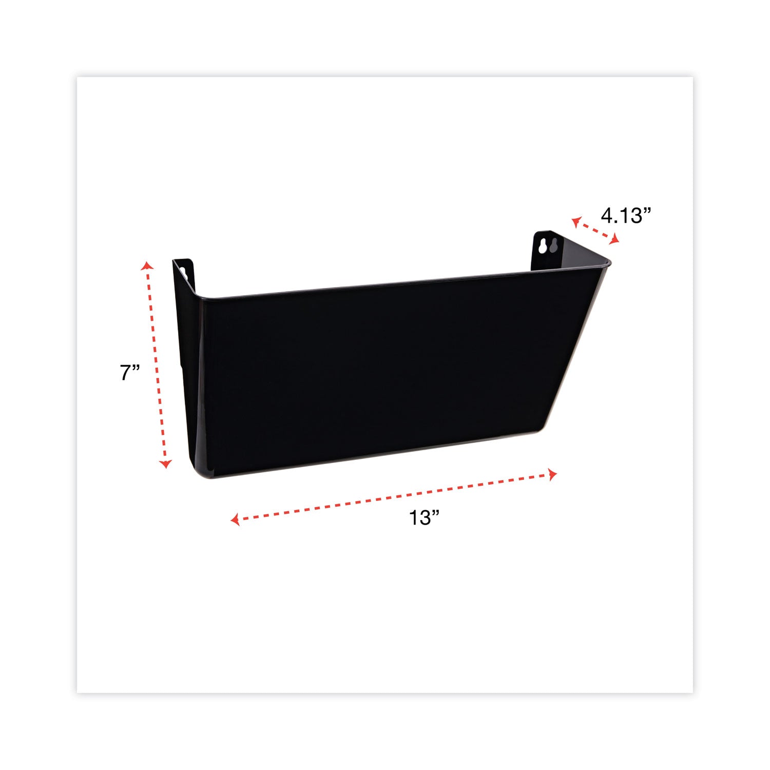 Wall File Pockets, Plastic, Letter Size, 13" x 4.13" x 7", Black - 