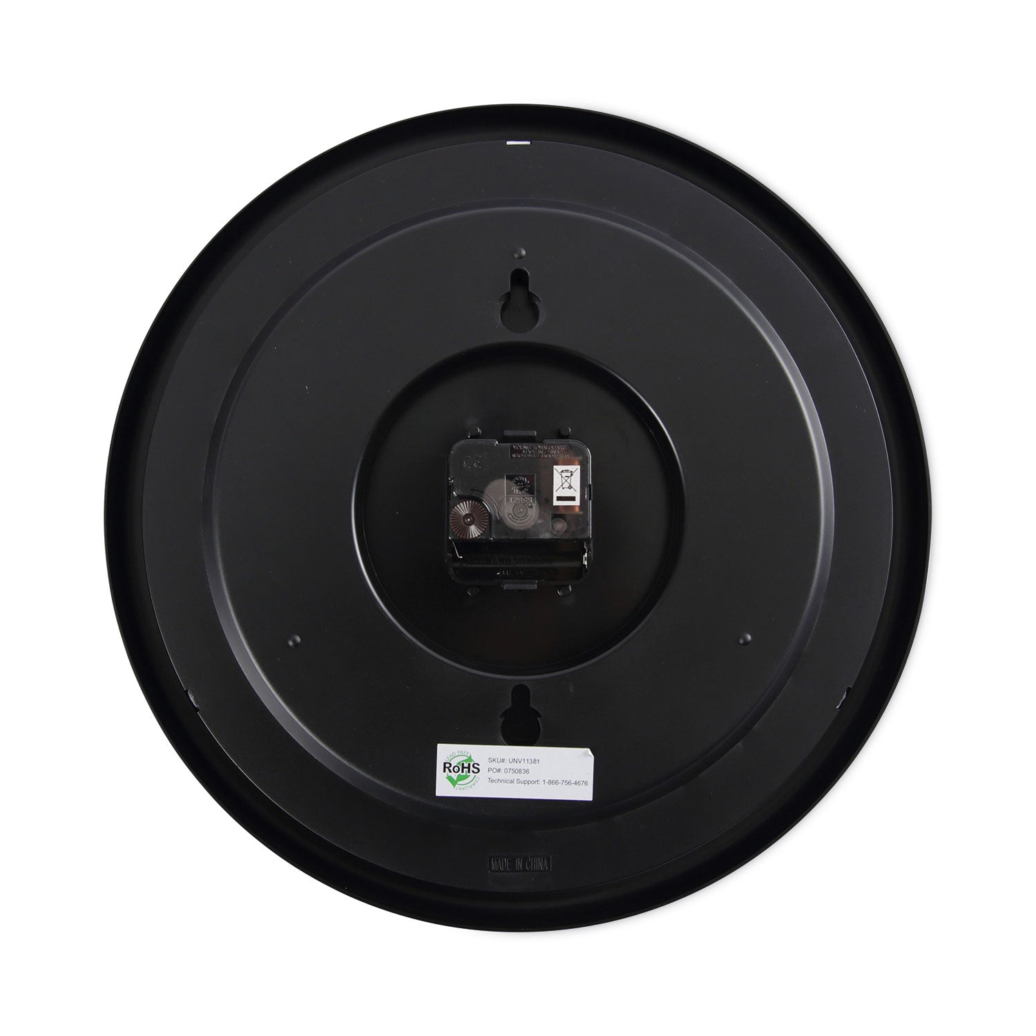 Indoor/Outdoor Round Wall Clock, 13.5" Overall Diameter, Black Case, 1 AA (sold separately) - 7