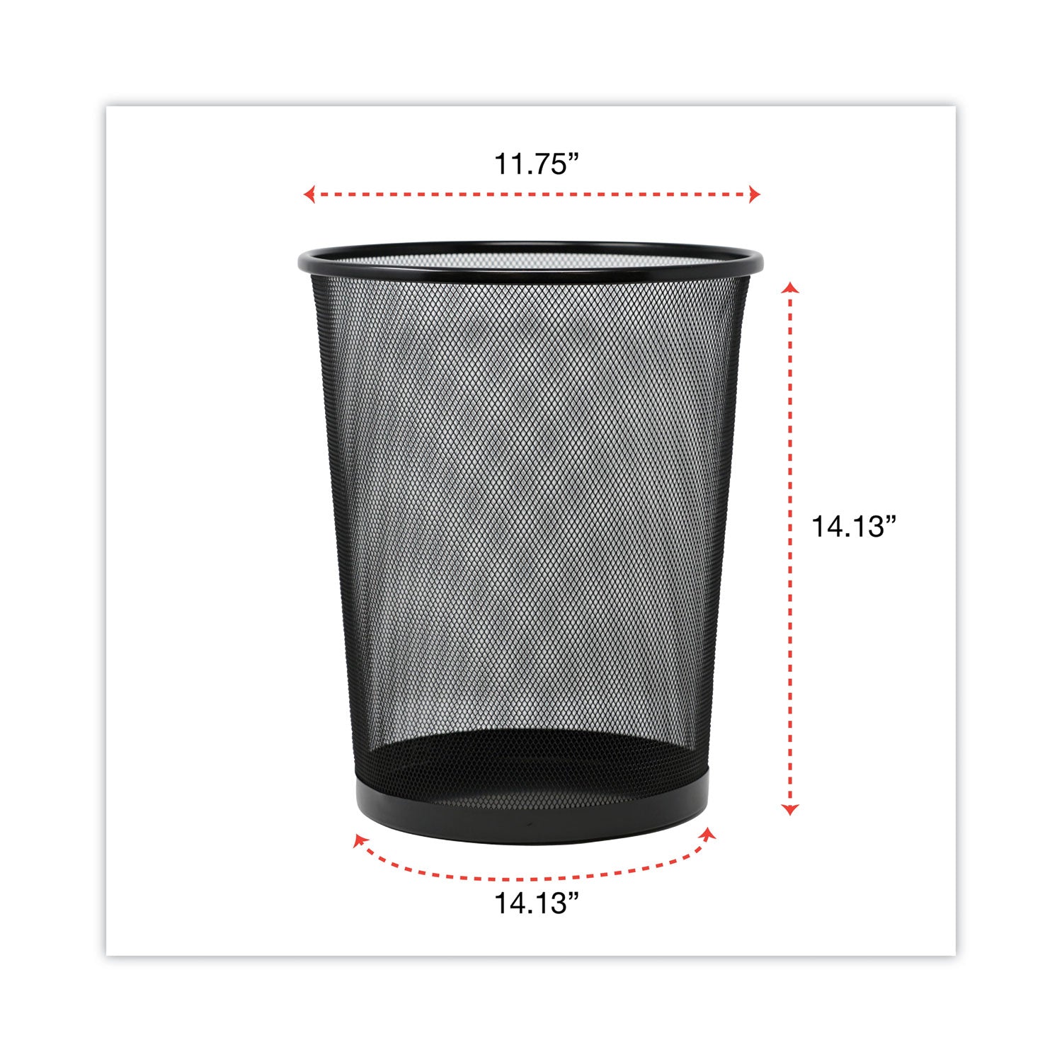 Mesh Wastebasket, 18 qt, Steel Mesh, Black
