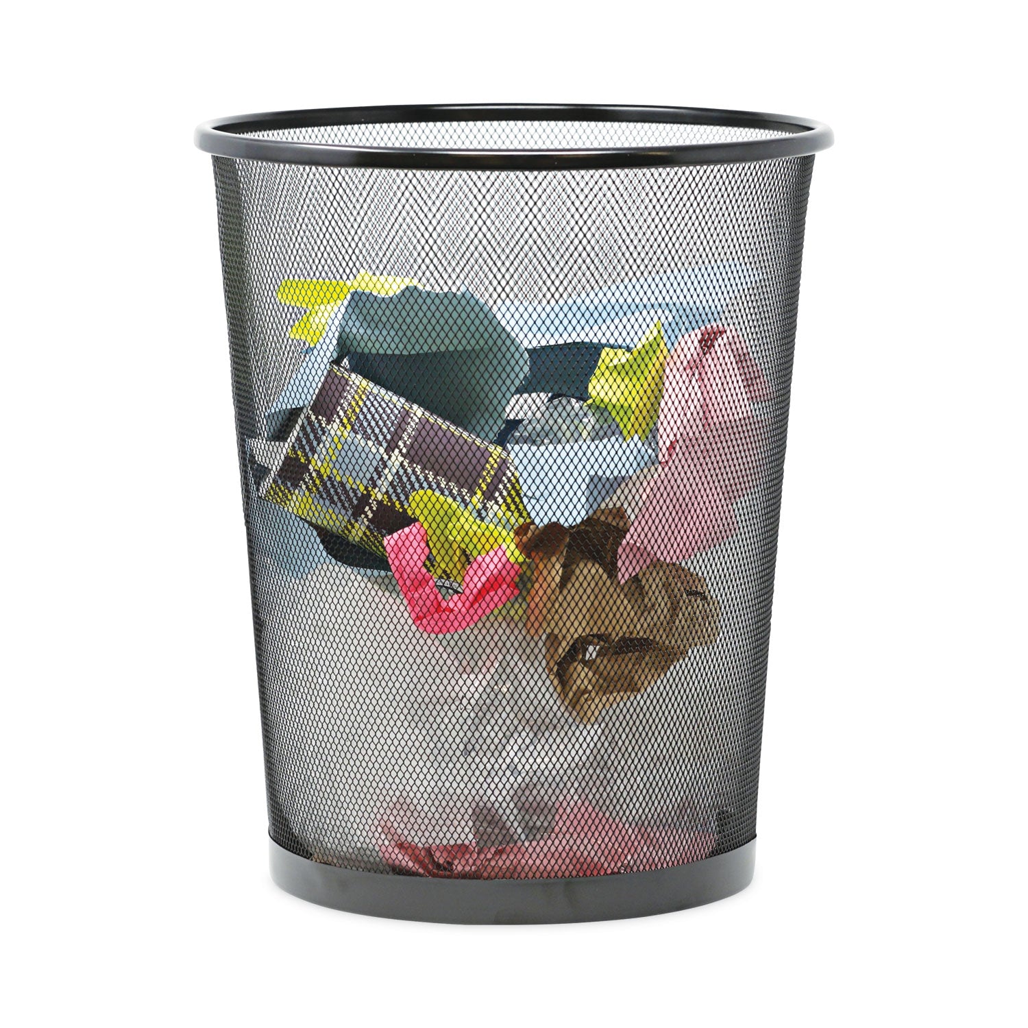Mesh Wastebasket, 18 qt, Steel Mesh, Black