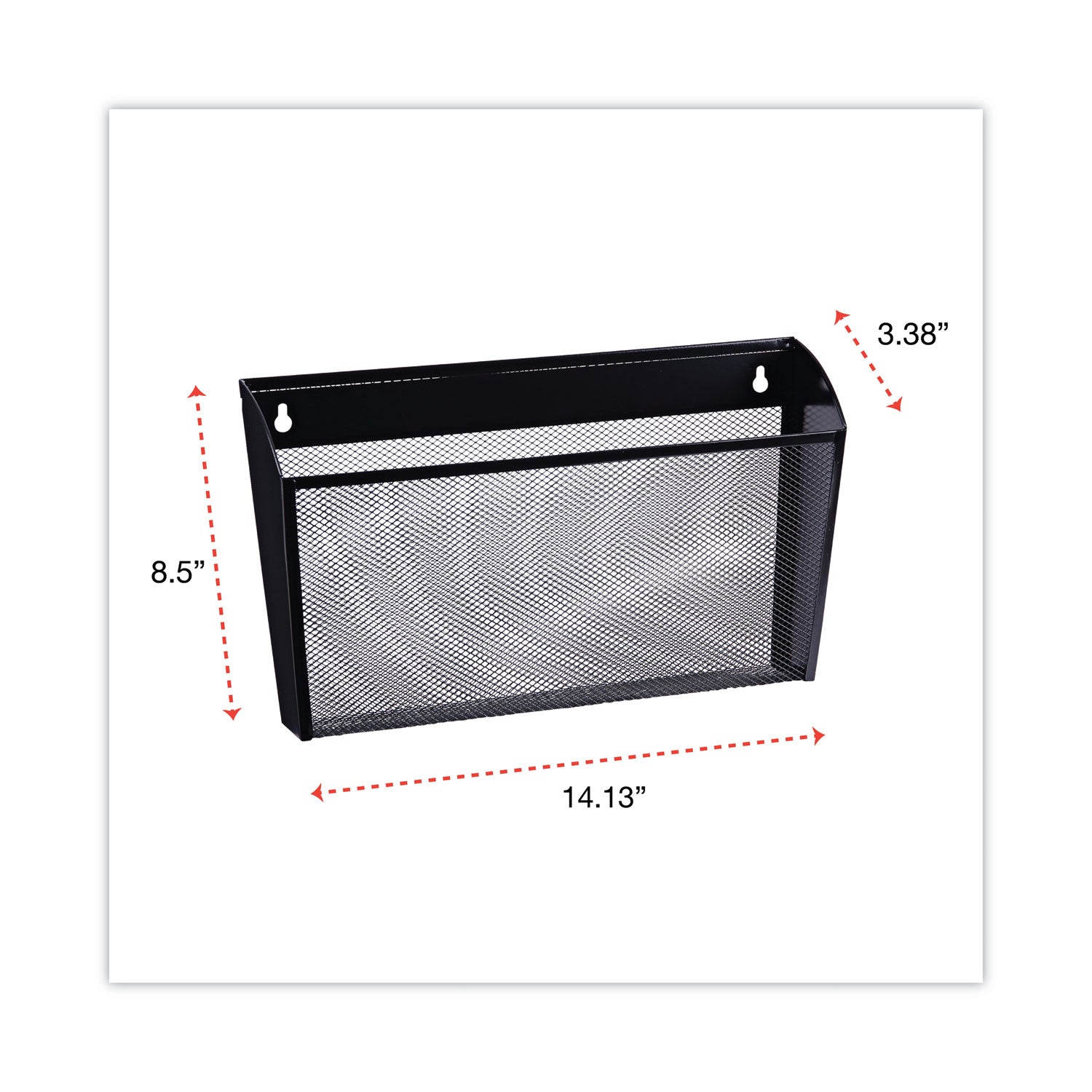 Mesh Three-Pack Wall Files, 3 Sections, Letter Size, 14.13" x 3.38" x 8.5", Black