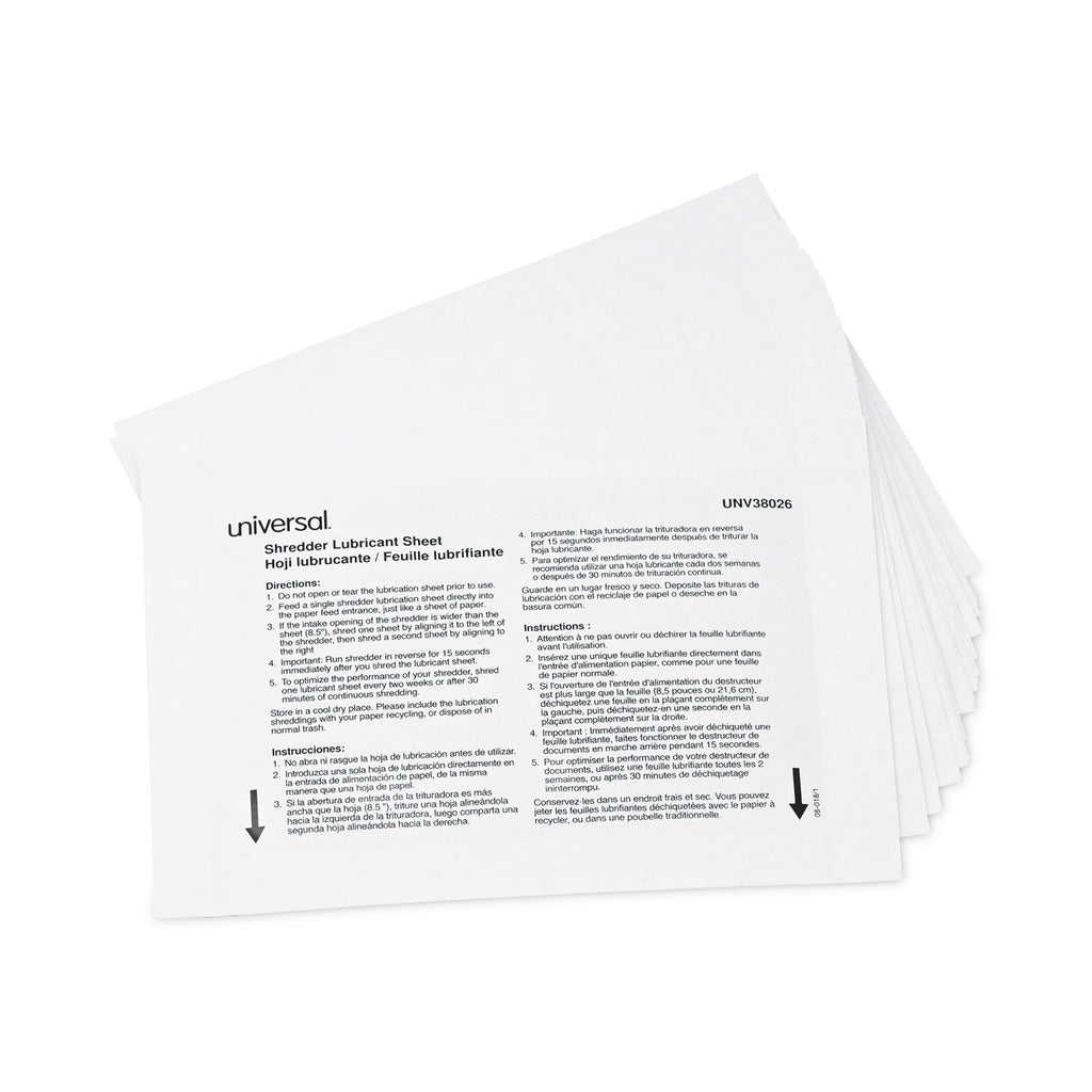 Shredder Lubricant Sheets, 8.4 x 5.9, 24 Sheets/Pack - 1