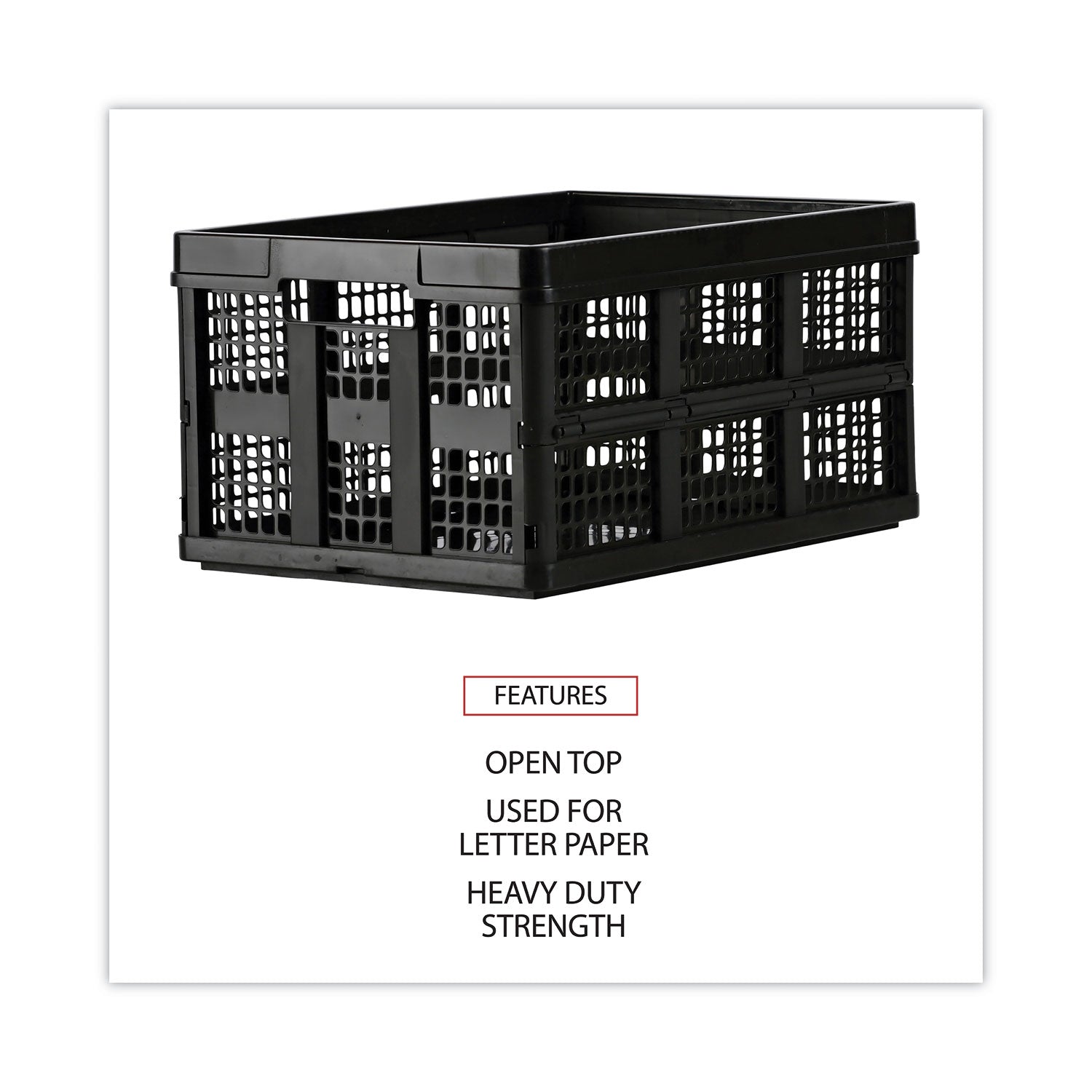 Filing/Storage Tote, Letter Files, 20.13" x 14.63" x 10.75", Black - 
