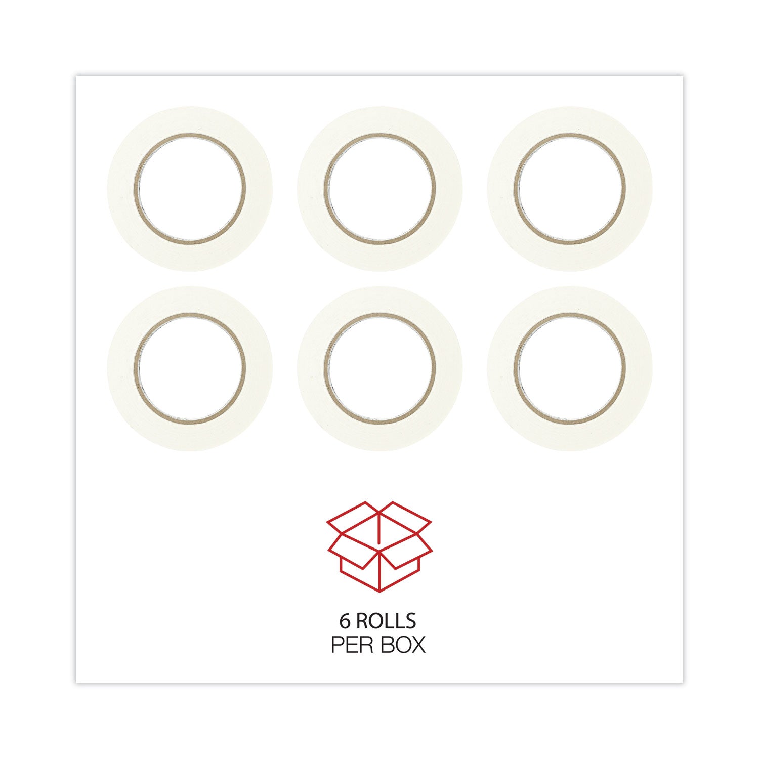 Removable General-Purpose Masking Tape, 3" Core, 18 mm x 54.8 m, Beige, 6/Pack