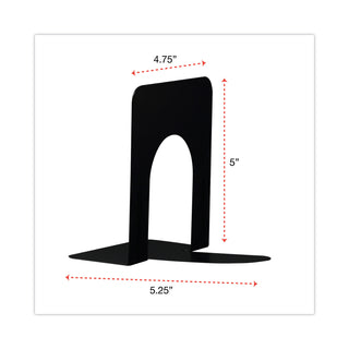 Economy Bookends, Standard, 4.75 x 5.25 x 5, Heavy Gauge Steel, Black, 1 Pair
