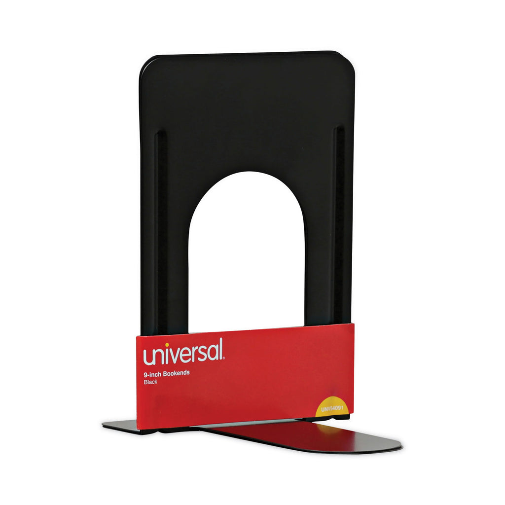 Economy Bookends, Standard, 5.88 x 8.25 x 9, Heavy Gauge Steel, Black, 1 Pair - 