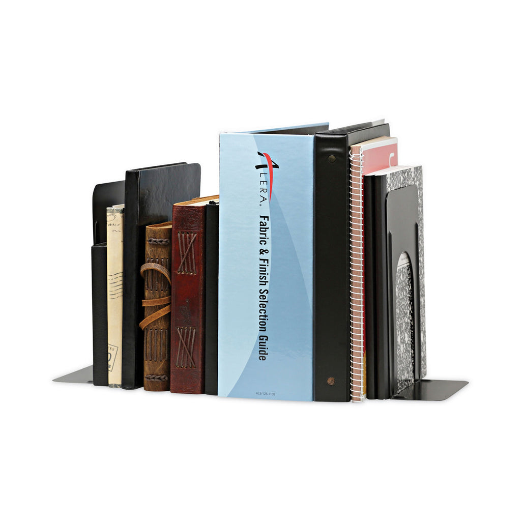 Economy Bookends, Standard, 5.88 x 8.25 x 9, Heavy Gauge Steel, Black, 1 Pair