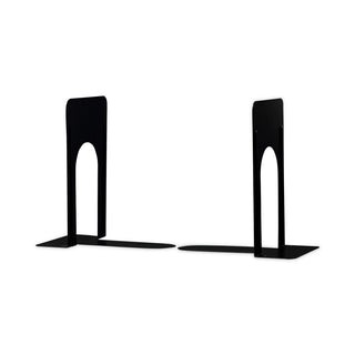 Economy Bookends, Nonskid, 5.88 x 8.25 x 9, Heavy Gauge Steel, Black, 1 Pair - 