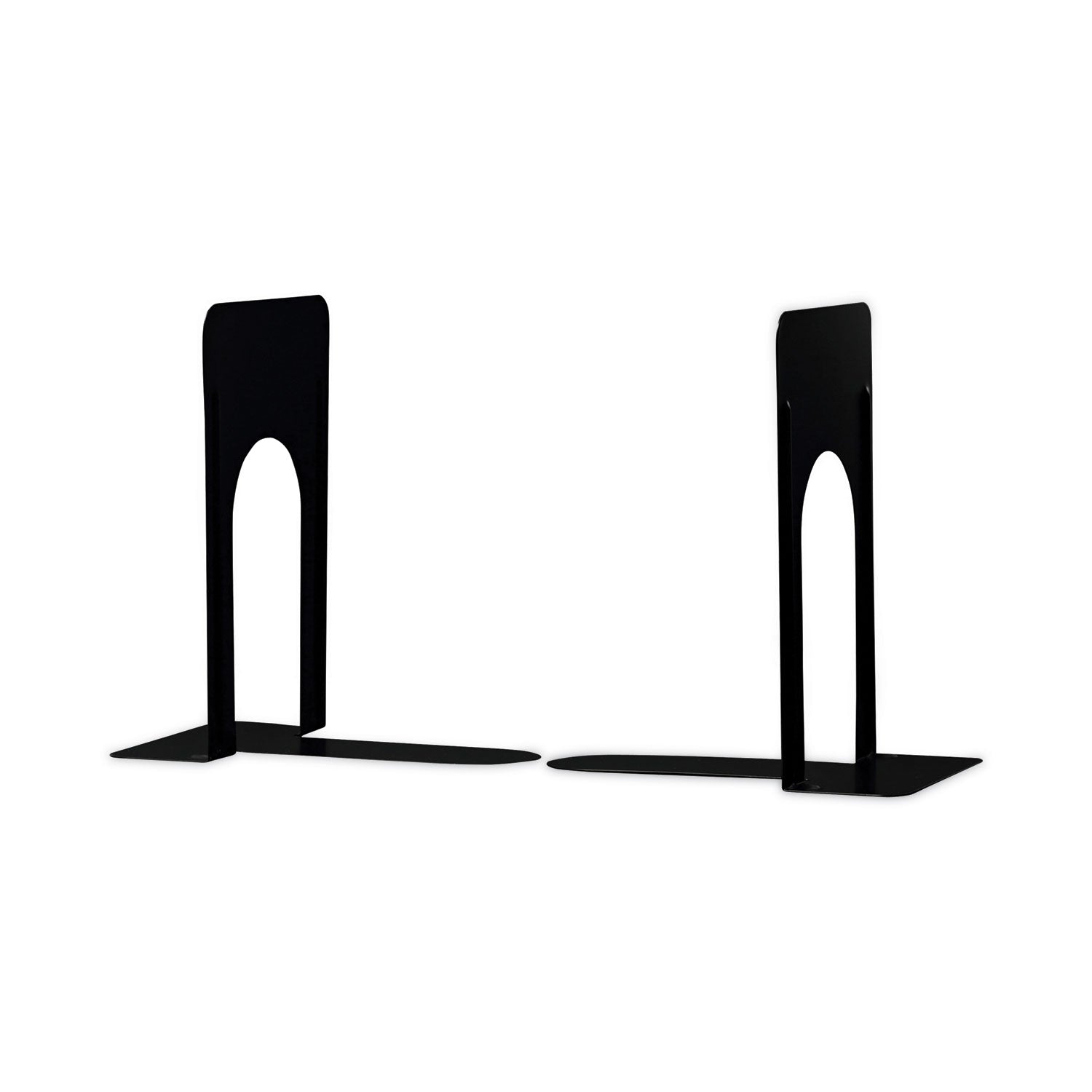 Economy Bookends, Nonskid, 5.88 x 8.25 x 9, Heavy Gauge Steel, Black, 1 Pair - 