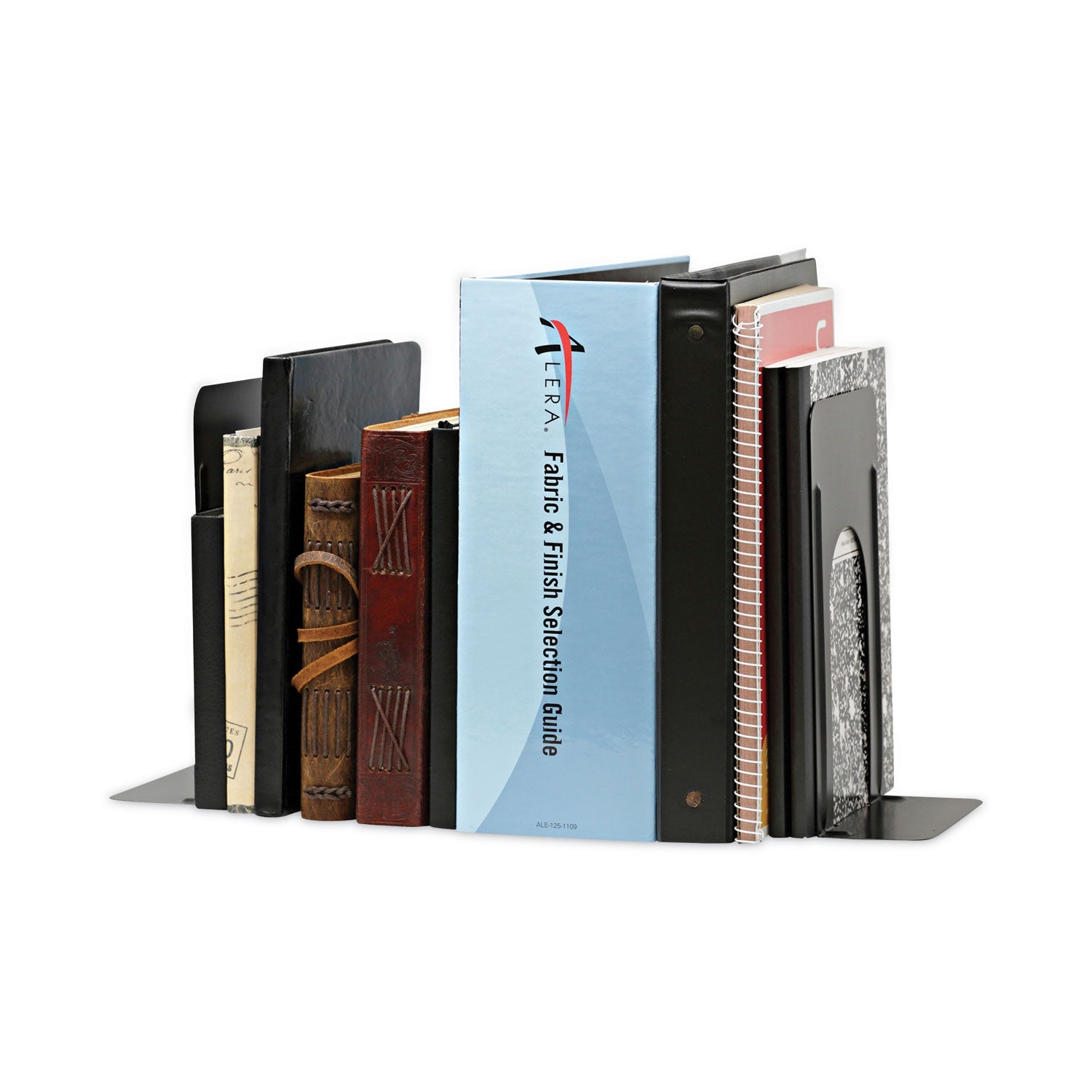 Economy Bookends, Nonskid, 5.88 x 8.25 x 9, Heavy Gauge Steel, Black, 1 Pair